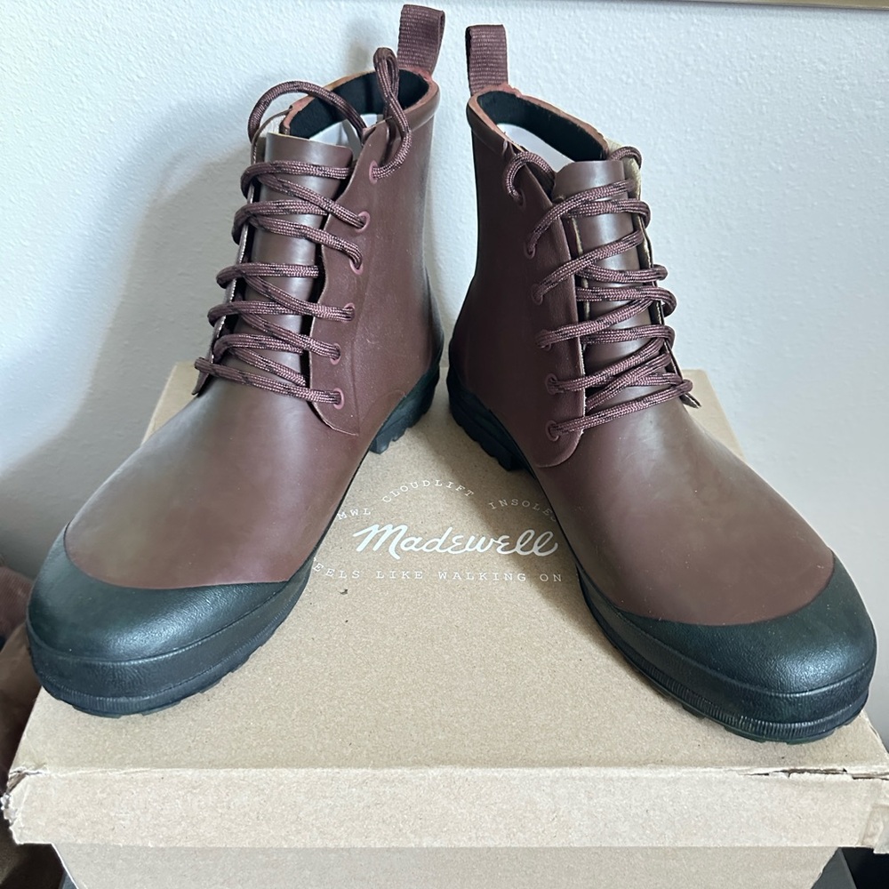 🆕 Madewell LaceUp Rain Boots Sz 9
